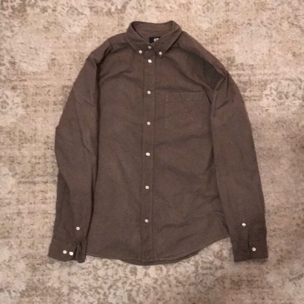 H&M Green Long Sleeve Casual Button Down